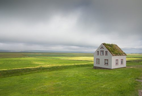 iceland, house, landscape